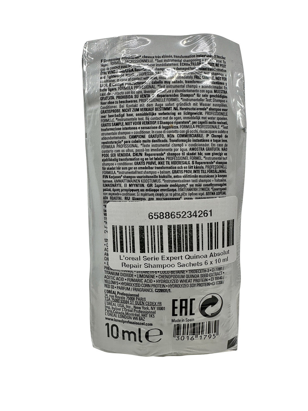 L'Oreal Serie Expert Quinoa Absolut Repair Shampoo Sachets 6 x 10 ML