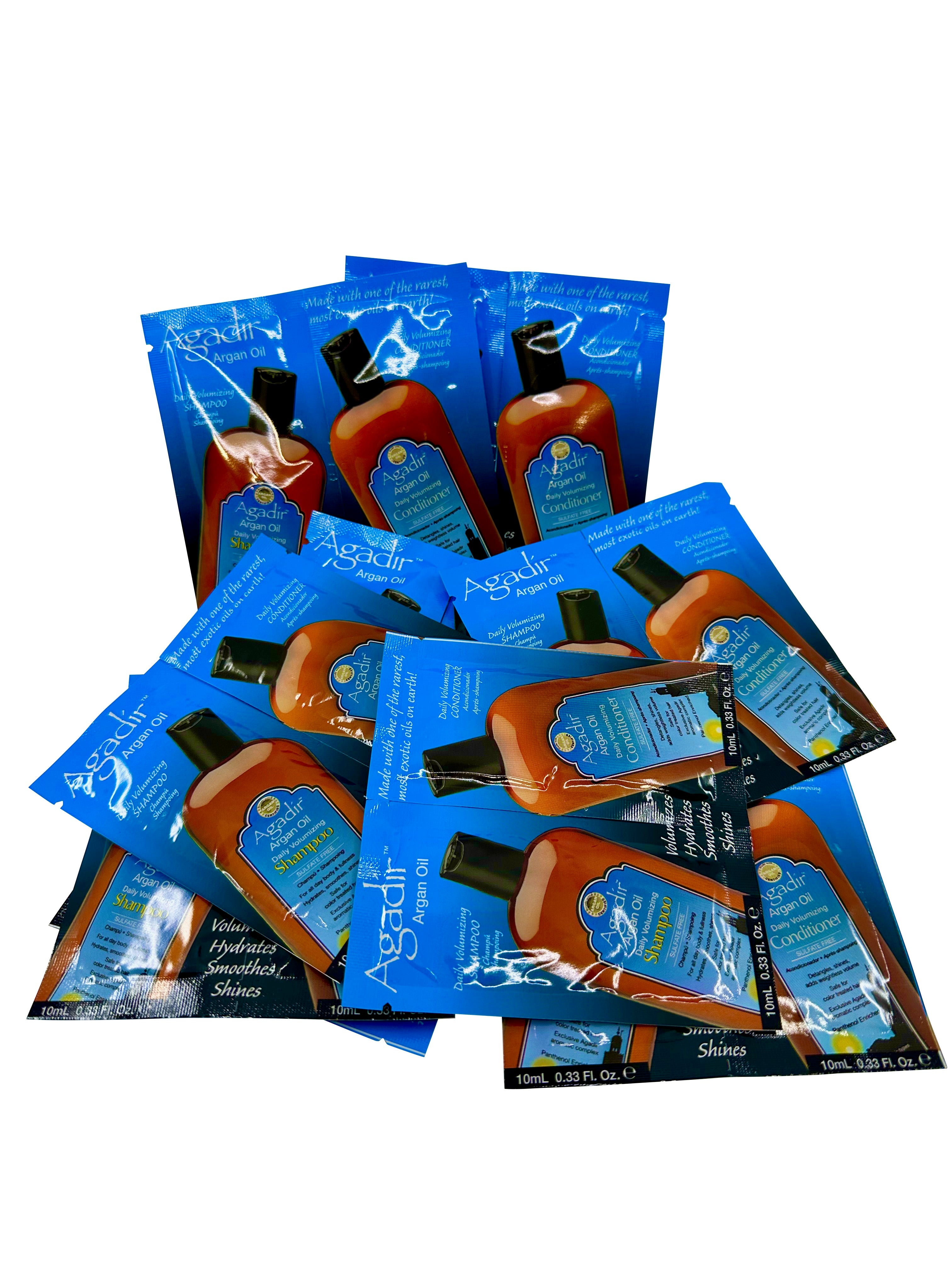 Agadir Argan Oil Volumizing Shampoo & Conditioner 0.33 OZ 10 Sachet Set