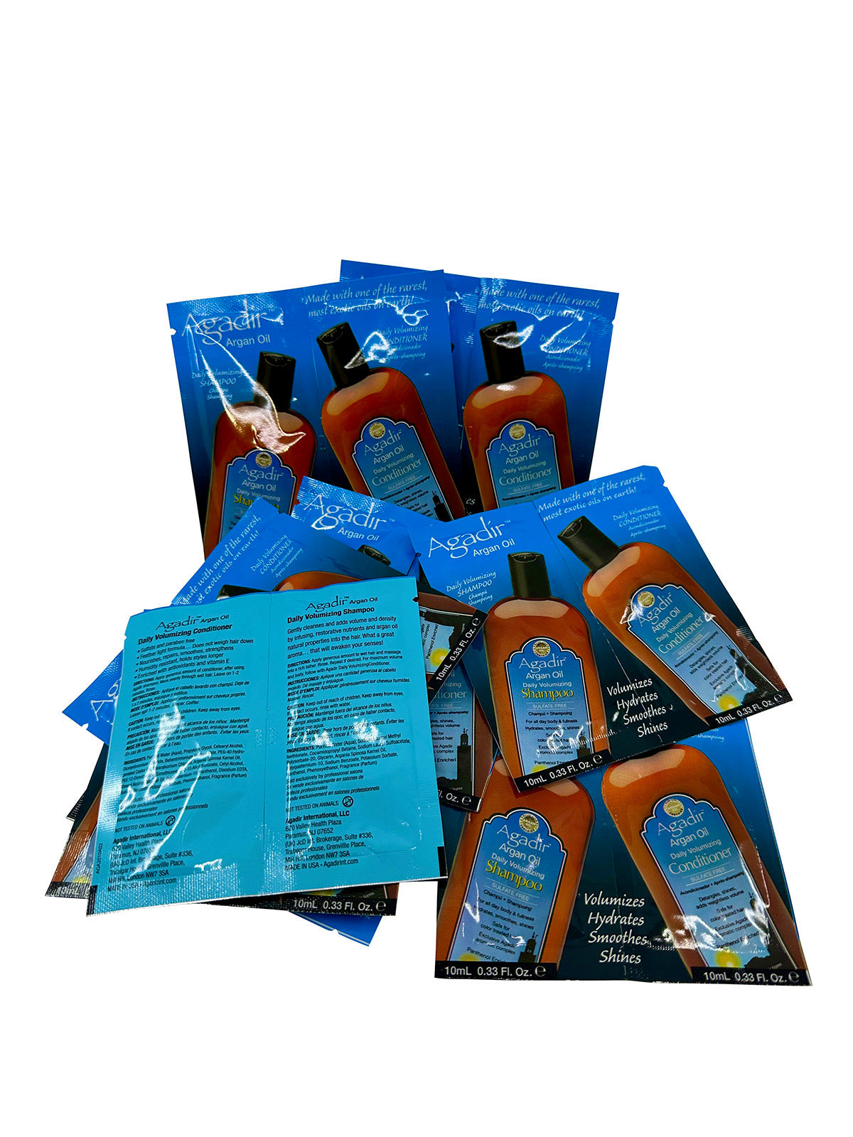 Agadir Argan Oil Volumizing Shampoo & Conditioner 0.33 OZ 10 Sachet Set