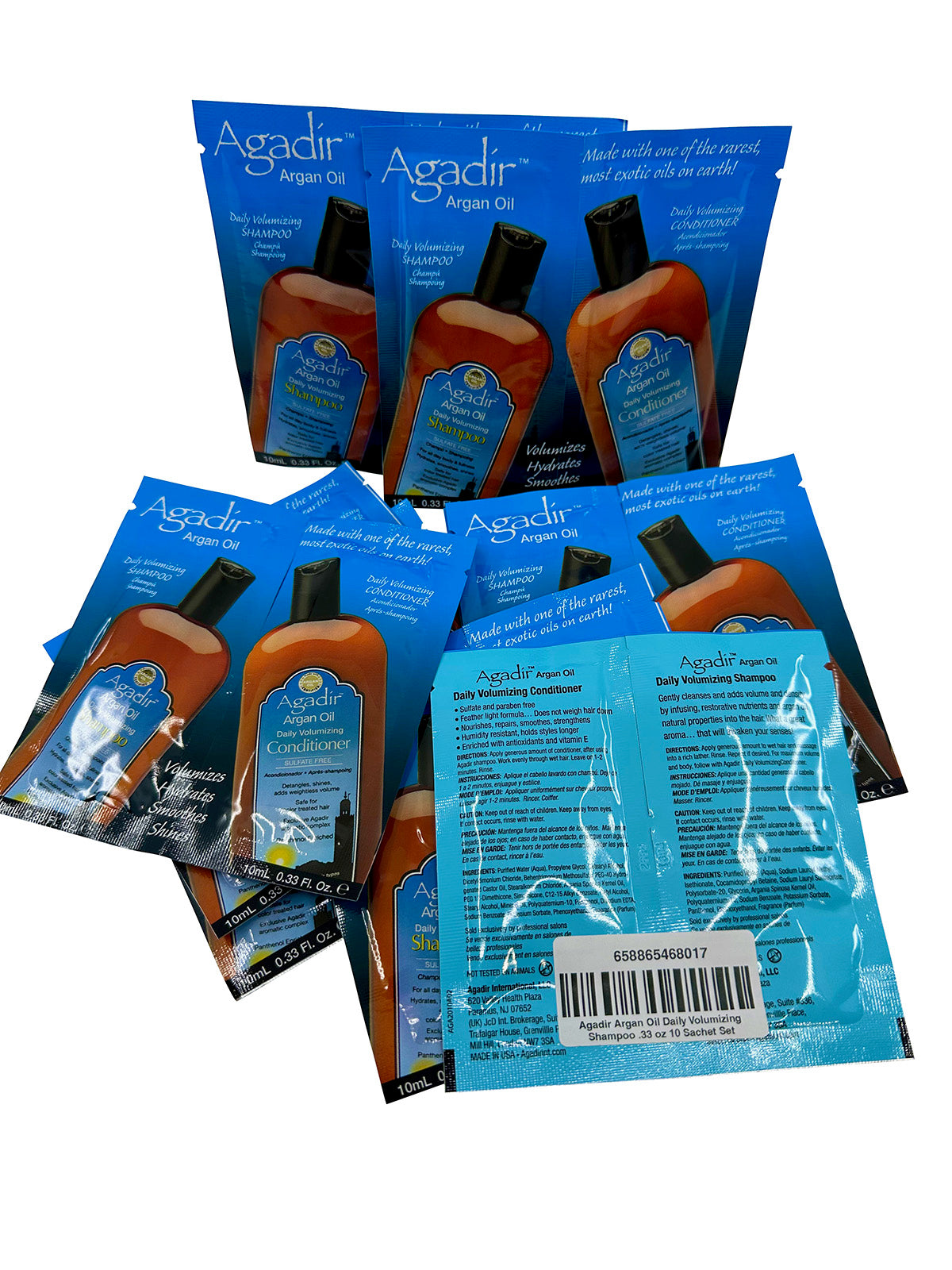 Agadir Argan Oil Volumizing Shampoo & Conditioner 0.33 OZ 10 Sachet Set