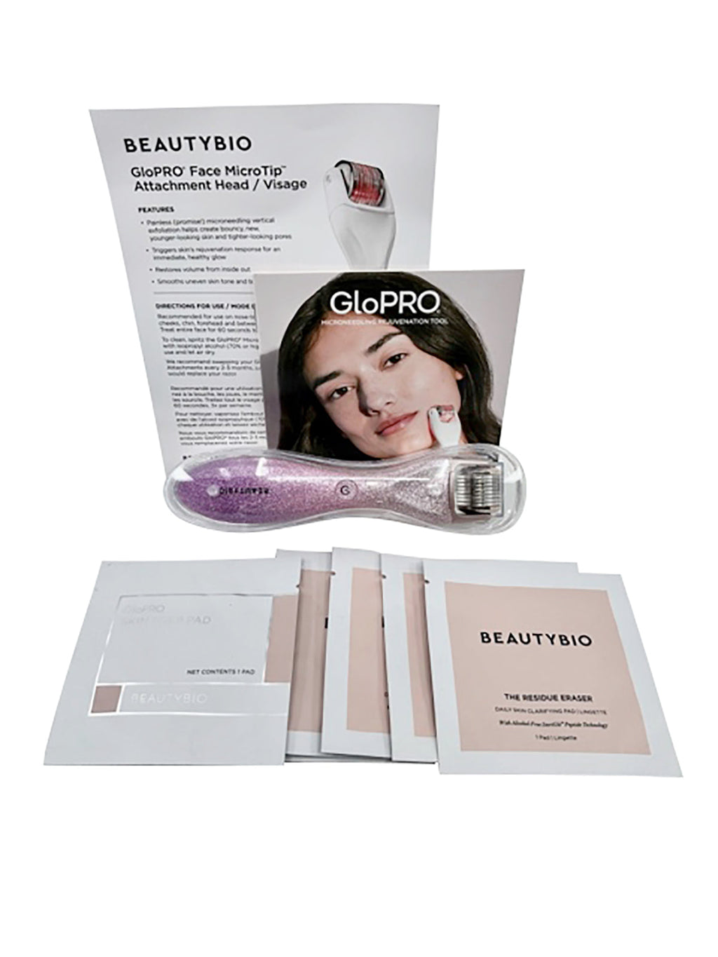 Beautybio GloPro Regeneration Tool Pink Glitter with 5 Residue Eraser & 1 Skin Prep Pad