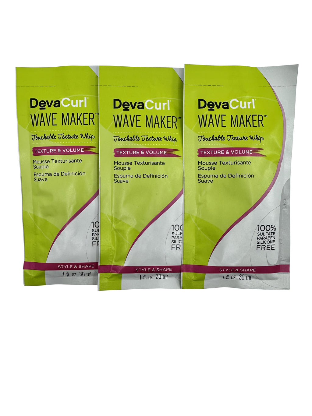 DevaCurl Wave Maker Touchable Texture Whip 1 OZ Pack of 3
