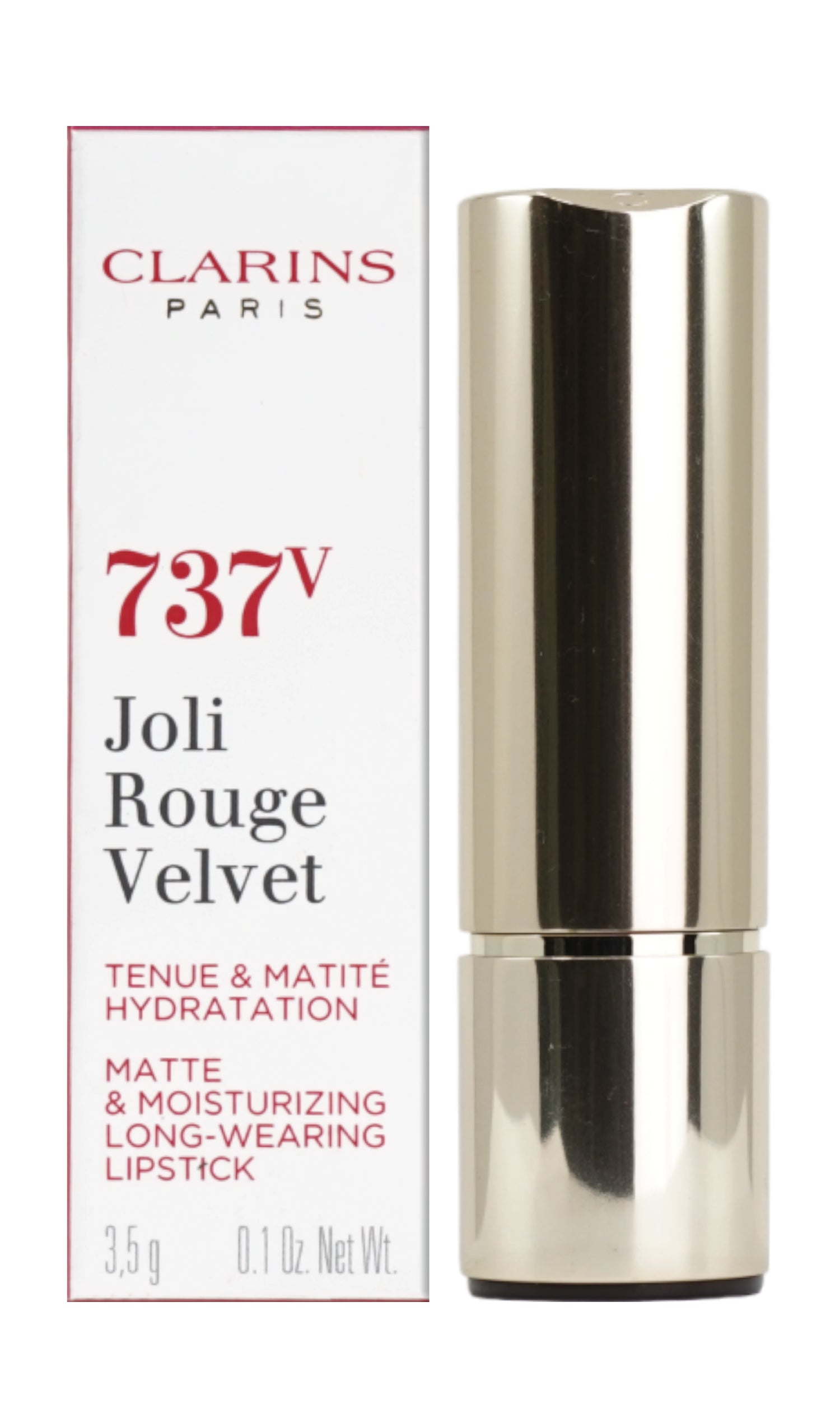 Clarins Joli Rouge Velvet 741V Red Orange Longwear Matte Lipstick 0.1 OZ