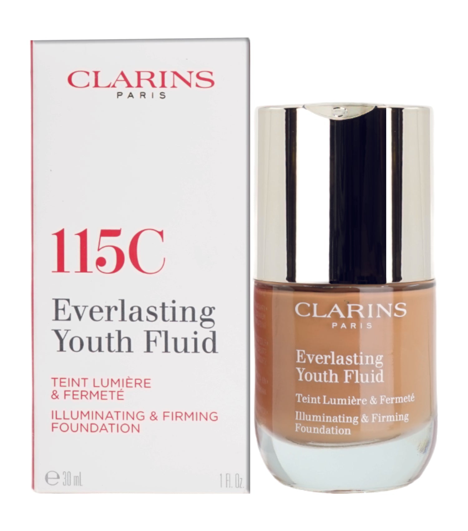 Clarins Everlasting Youth Fluid Illuminating & Firming Foundation 113C 1 OZ