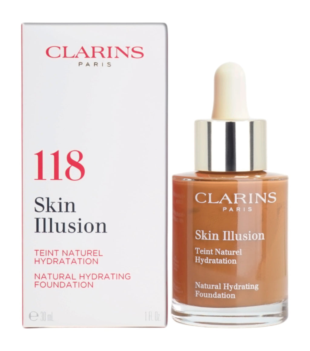 Clarins Skin Illusion Natural Hydrating Foundation 118.5 Chocolate 1 OZ