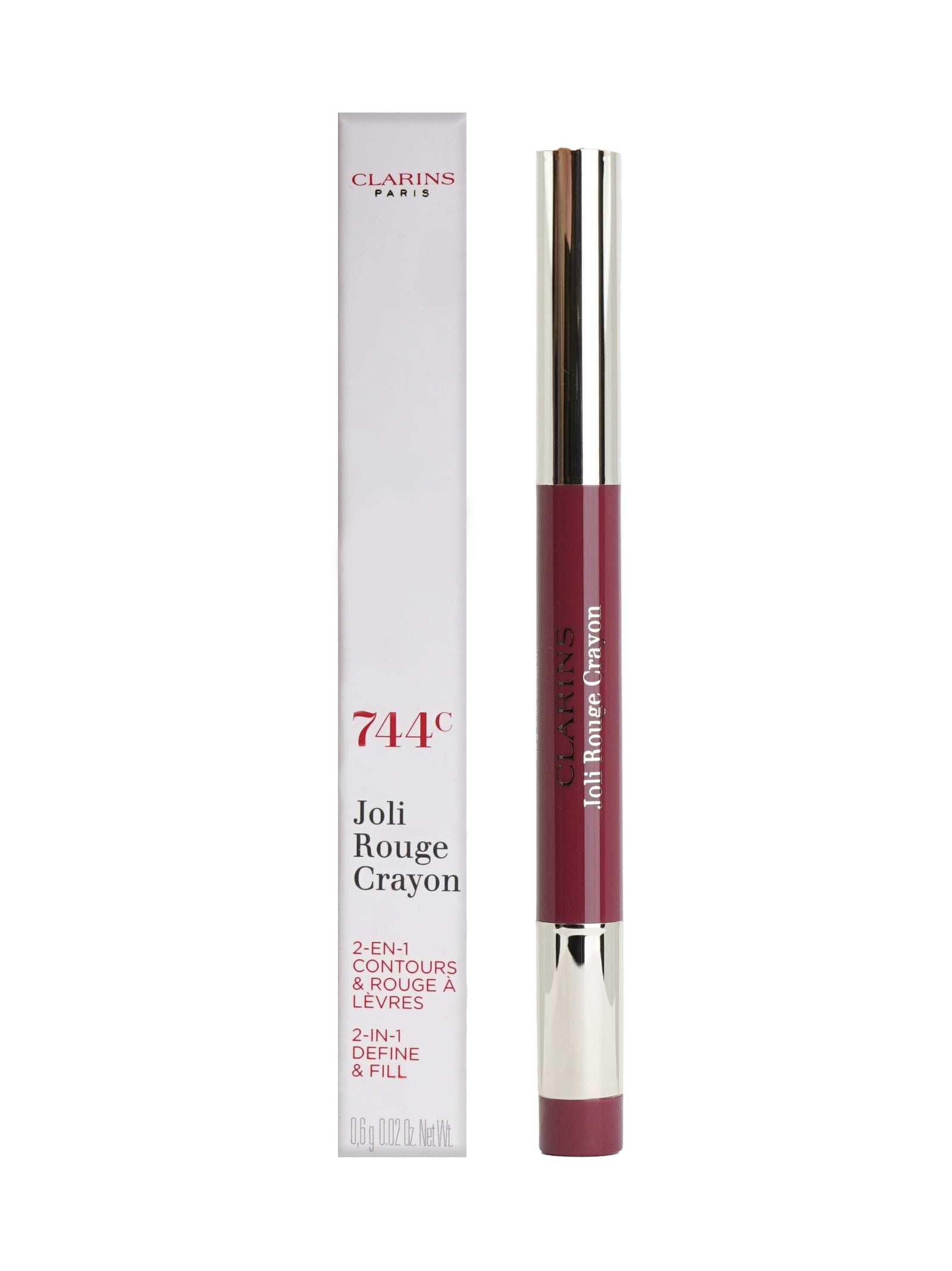 Clarins Joli Rouge Crayon 2 in 1 Define & Fill 742C Joli Rouge 0.02 OZ