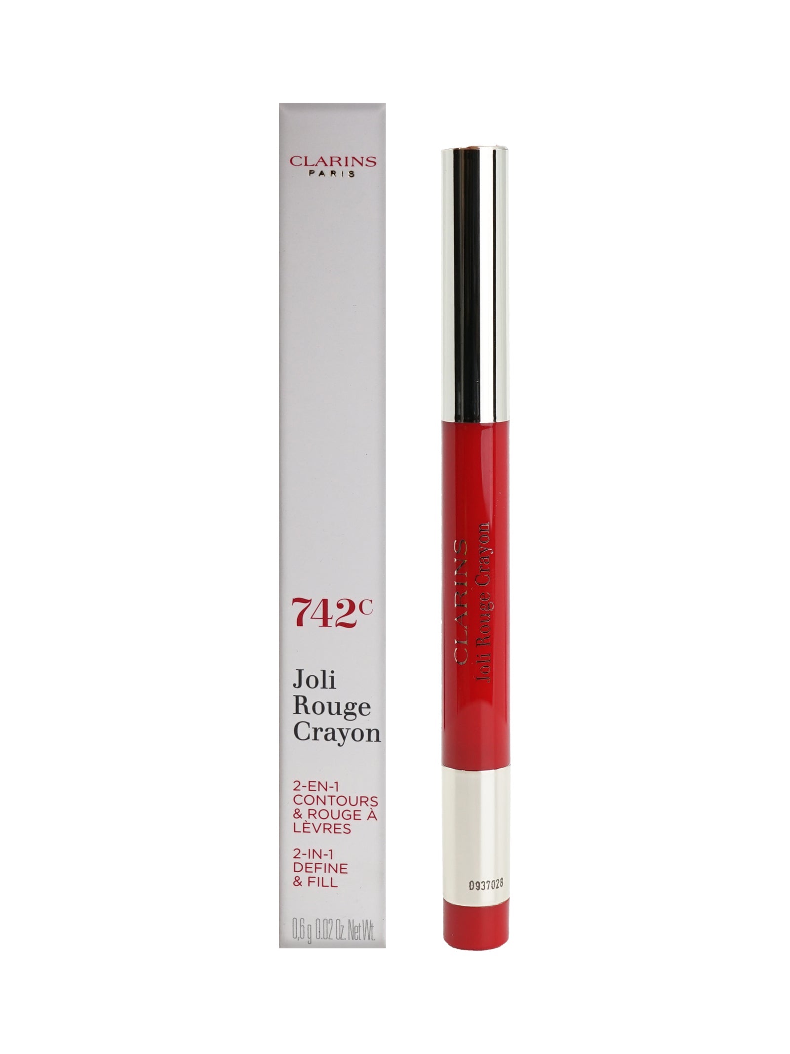 Clarins Joli Rouge Crayon 2 in 1 Define & Fill 742C Joli Rouge 0.02 OZ