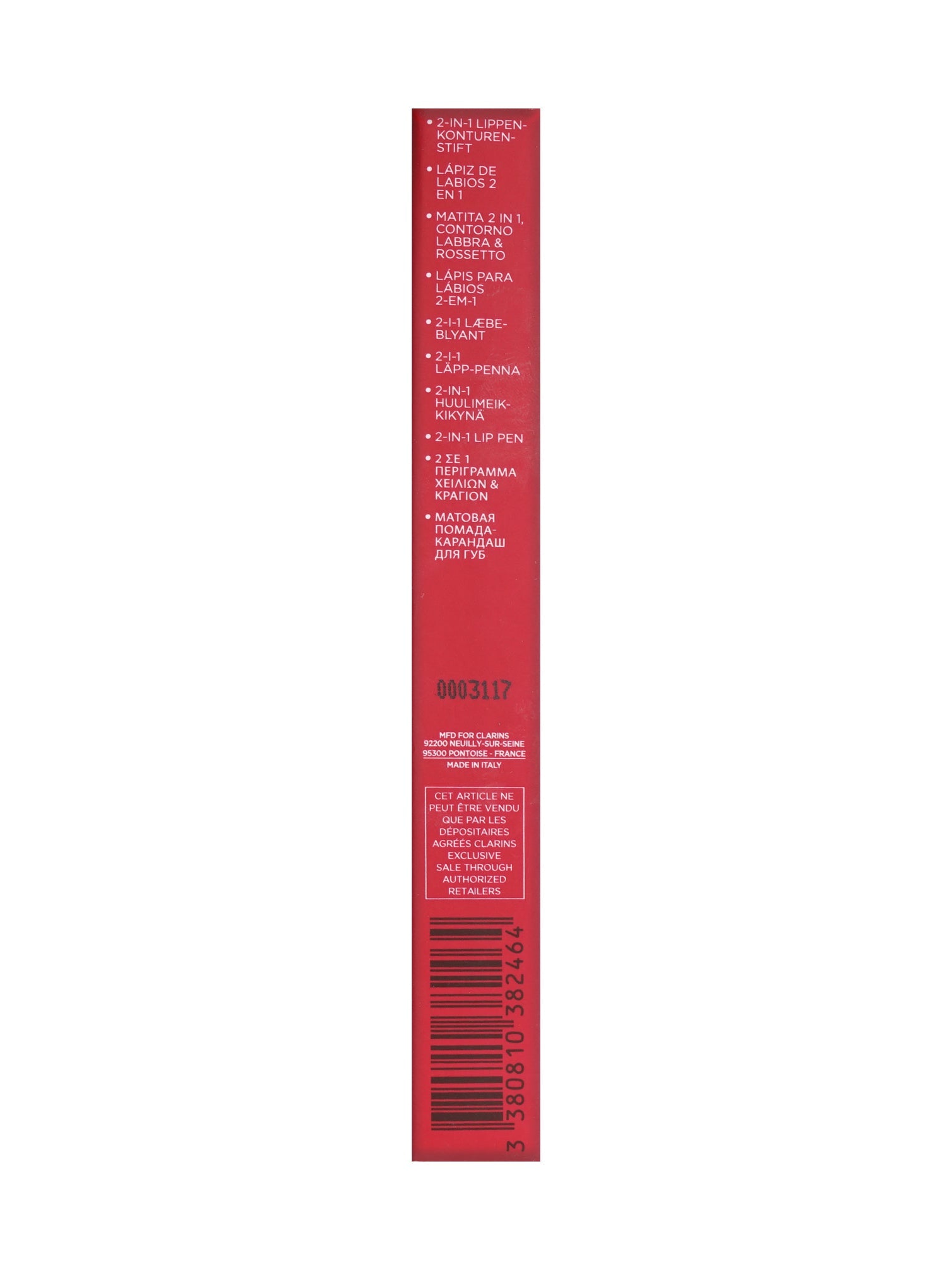 Clarins Joli Rouge Crayon 2 in 1 Define & Fill 742C Joli Rouge 0.02 OZ