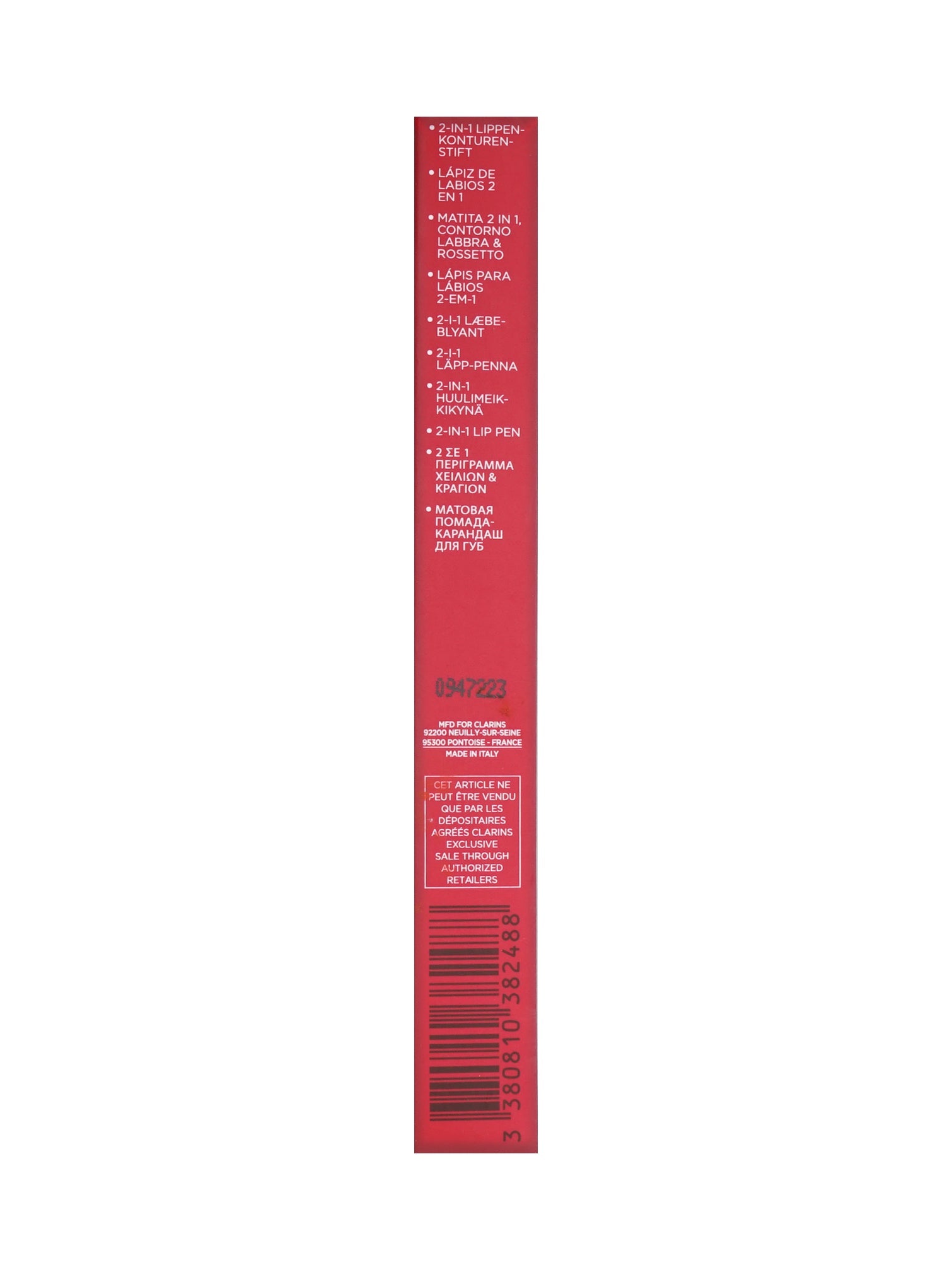 Clarins Joli Rouge Crayon 2 in 1 Define & Fill 742C Joli Rouge 0.02 OZ