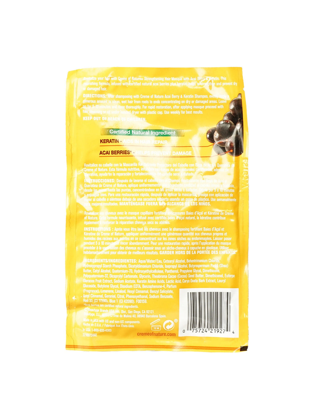 Creme of Nature Acai Berry & Keratin Strengthening Hair Mask 1.75 OZ