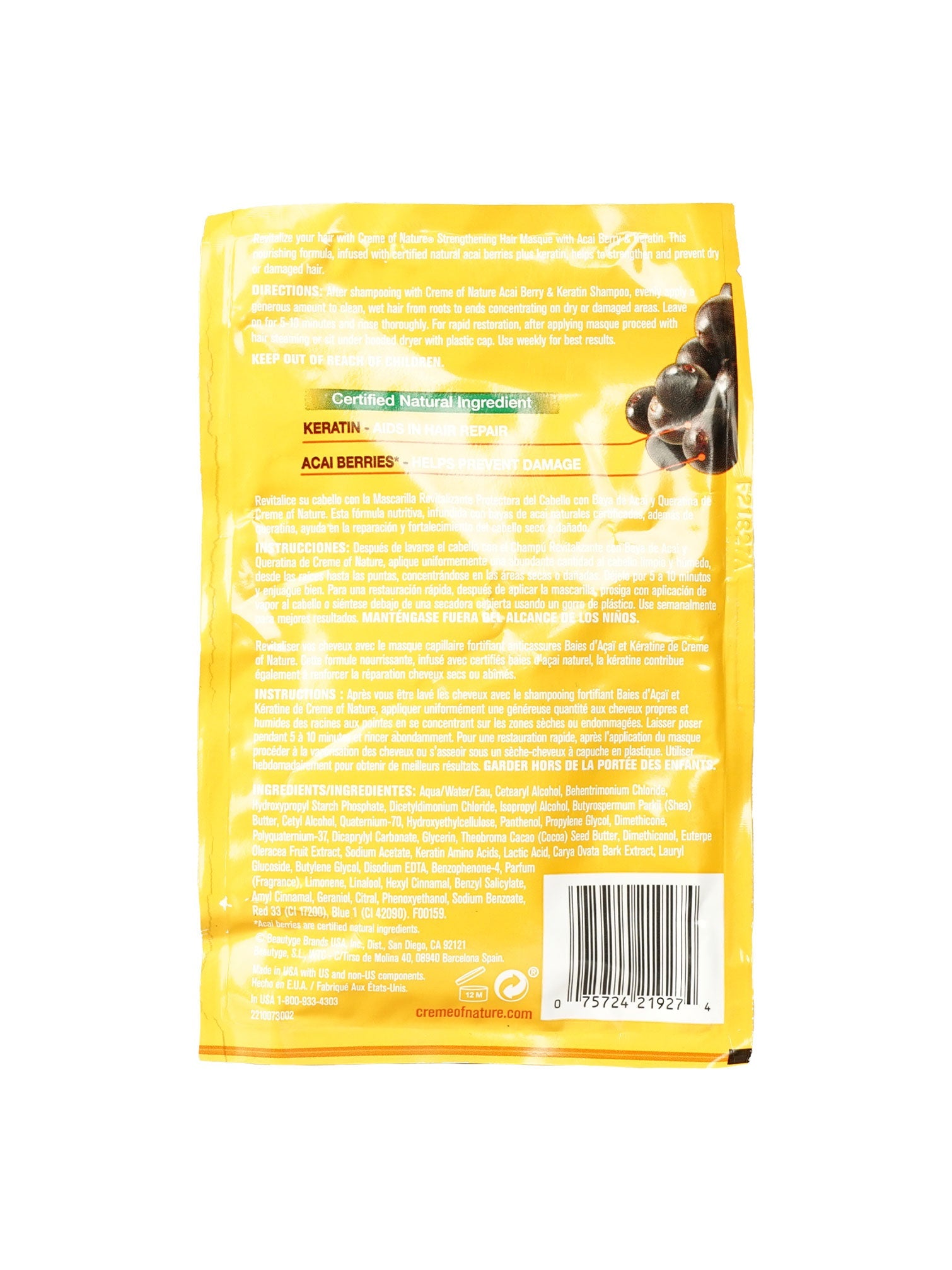 Creme of Nature Acai Berry & Keratin Strengthening Hair Mask 1.75 OZ
