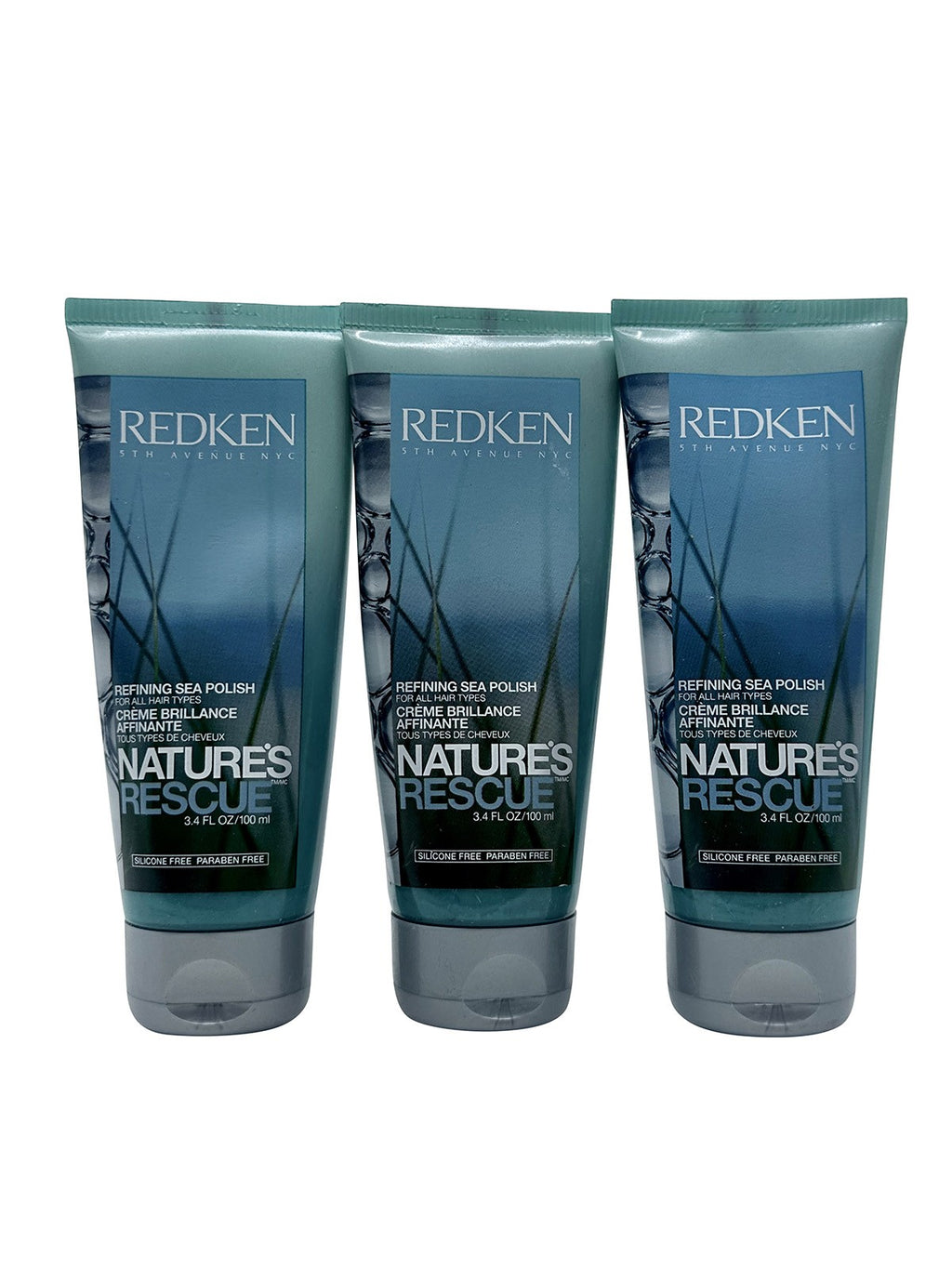Redken Natures Rescue Refining Sea Polish 3.4 OZ All Hair Types Set of 3