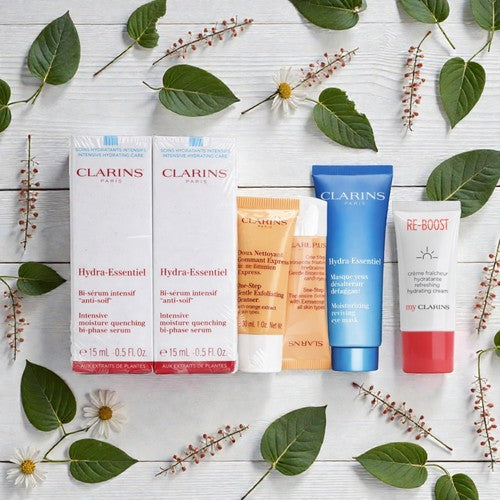 Clarins Hydra Glow Routine (Cleanser + Serum + Cream + Eye Mask)