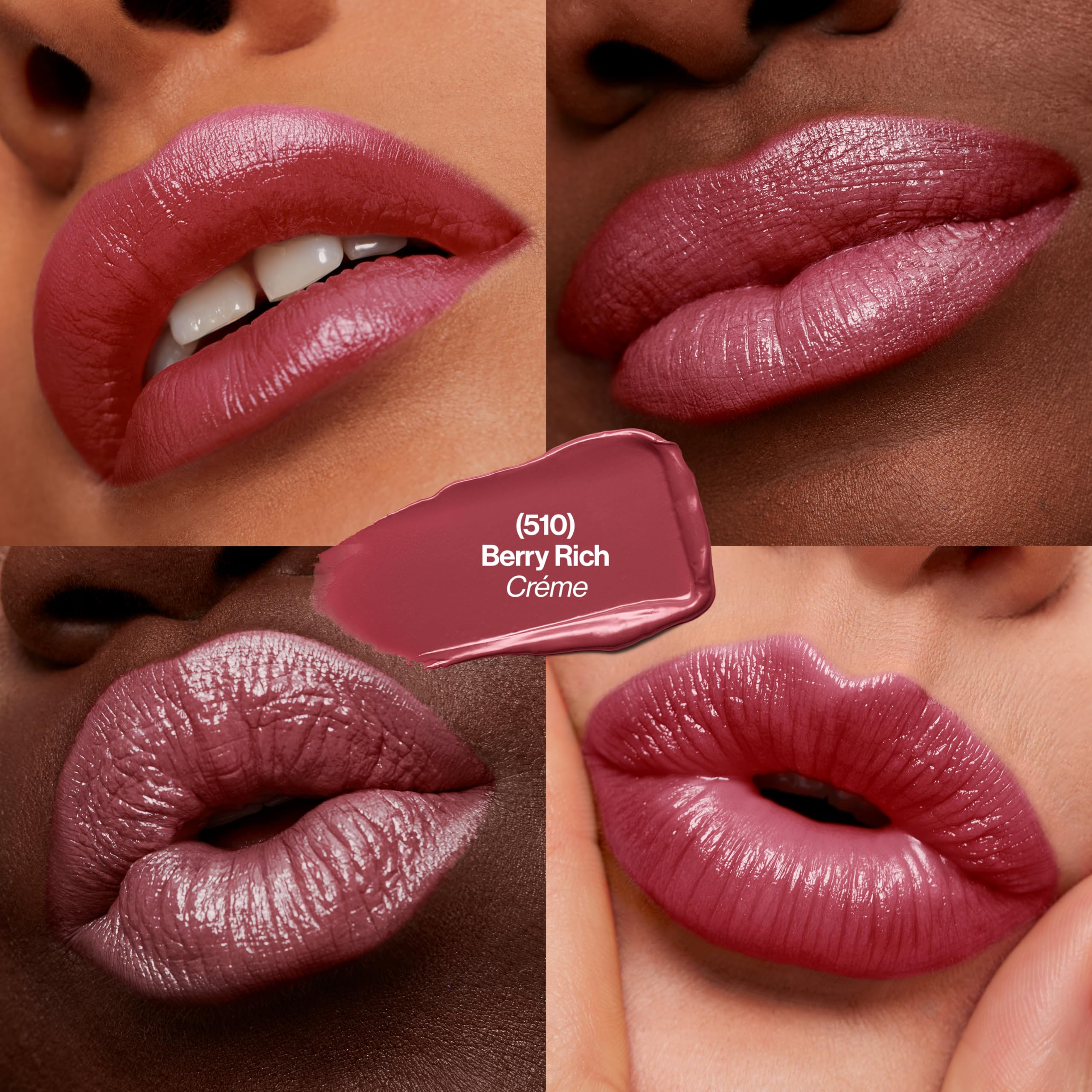 Revlon Super Lustrous Lipstick, Creamy Formula For Soft, Fuller-Looking Lips, Moisturized Feel, 510 Berry Rich, 0.15 oz