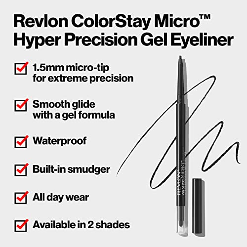 Revlon Gel Eyeliner, ColorStay Micro Hyper Precision, 214 Black, 0.002 oz
