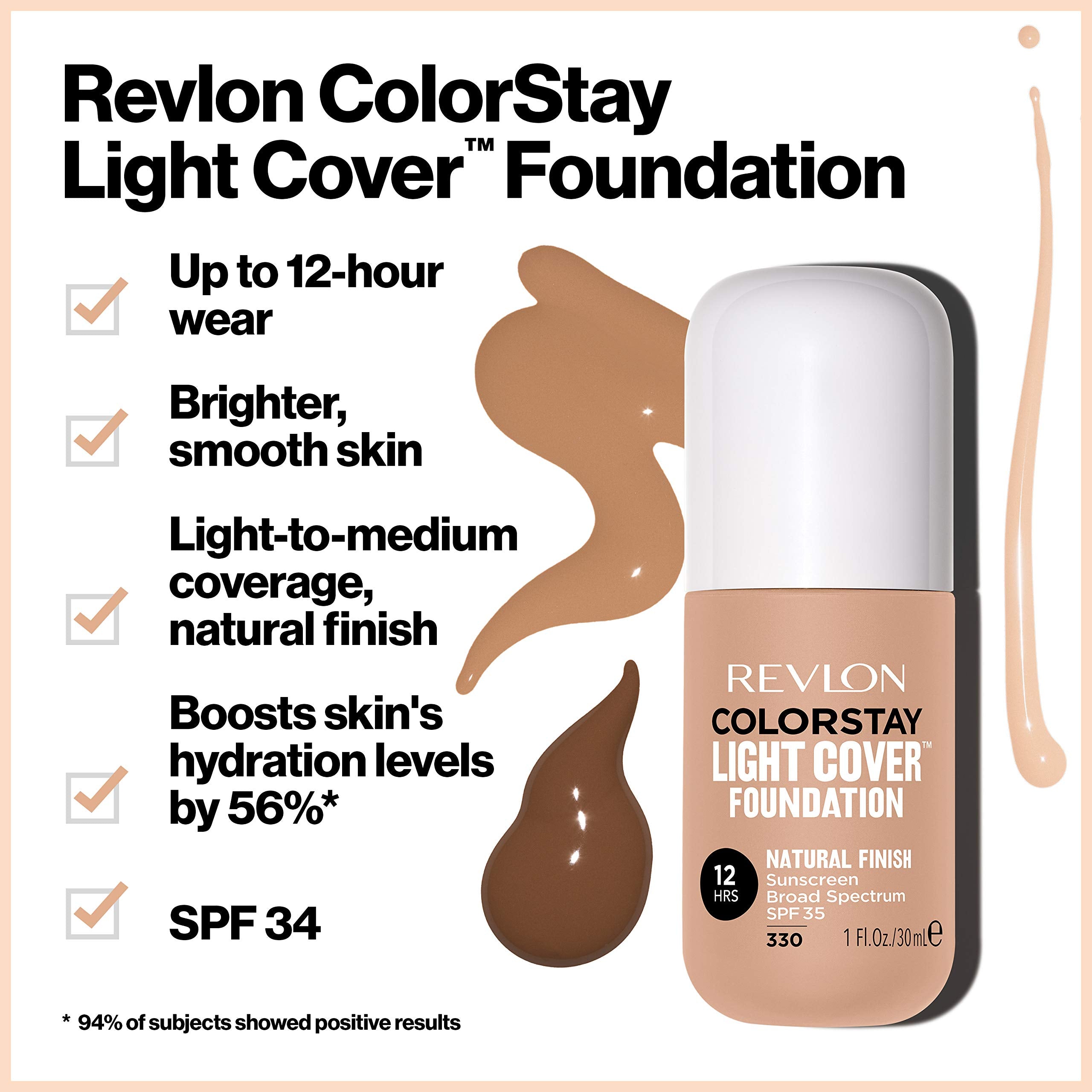 Revlon ColorStay Light Cover Liquid Foundation, Hydrating Longwear Weightless Makeup with SPF 35, Light-Medium Coverage for Blemish, Dark Spots & Uneven Skin Texture, 210 Crème Brulee, 1 fl. oz.