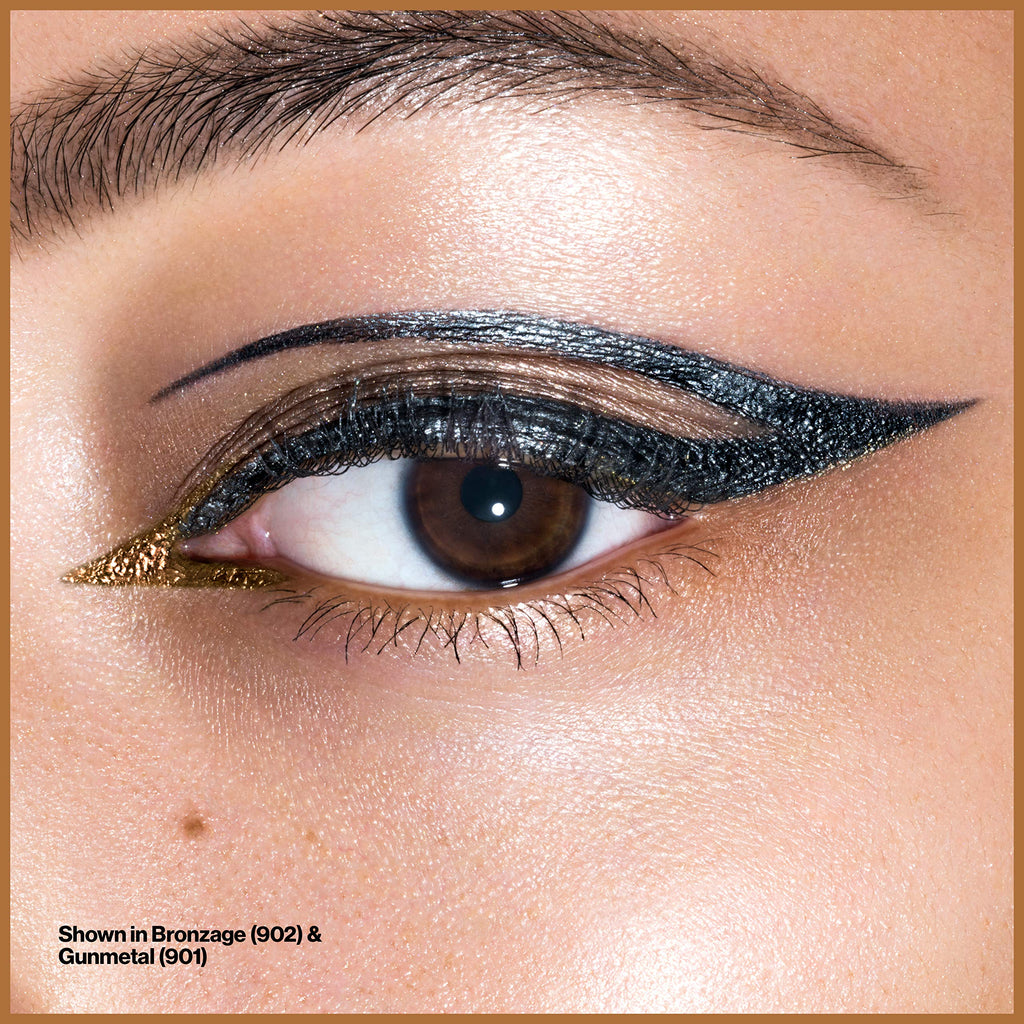 Revlon So Fierce! Chrome Ink Liquid Eyeliner, Longlasting Bold Metallic Pen Liner with Dip Ink Cap for Pearl, Shimmer Blend, 901 Gunmetal, 0.03 oz.
