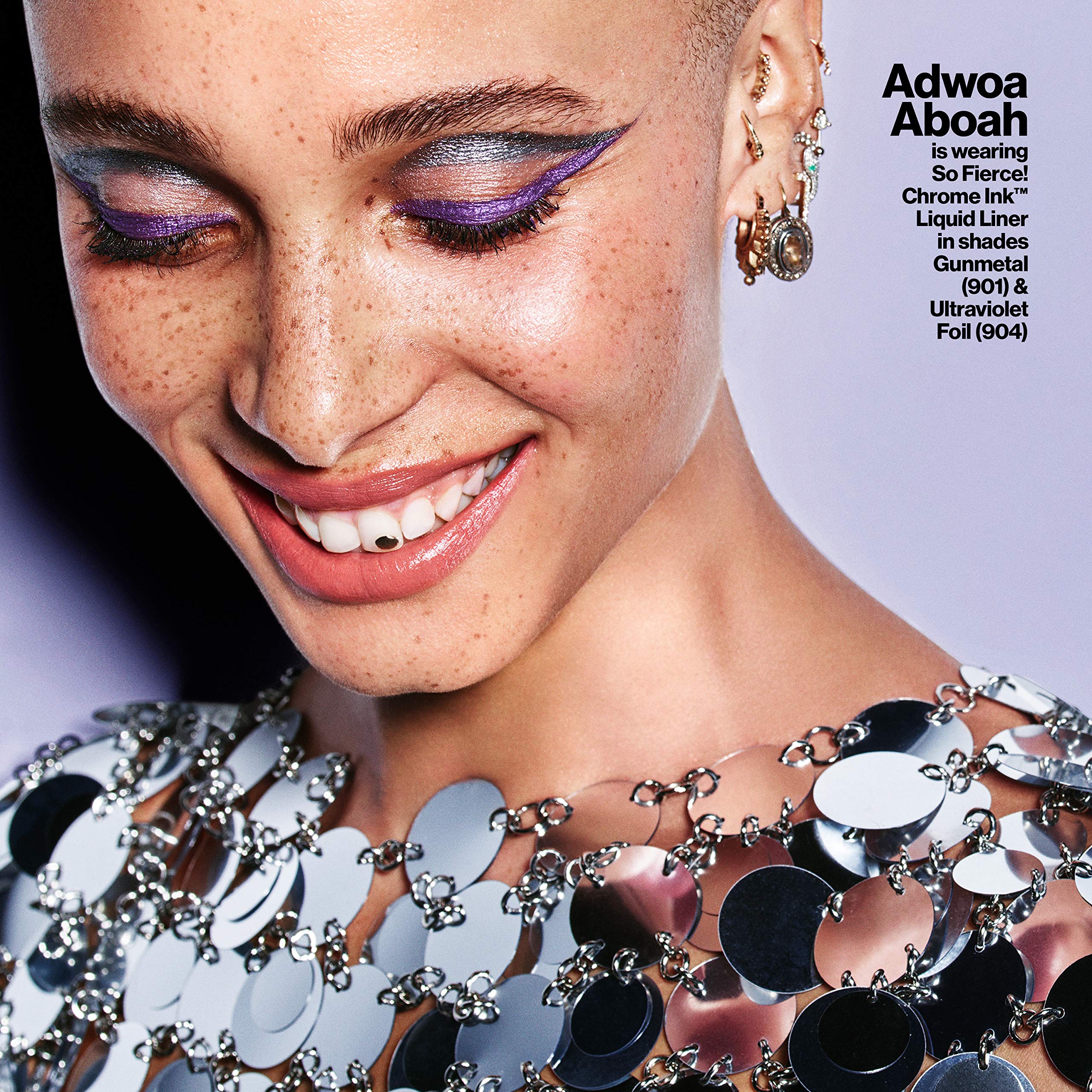 Revlon So Fierce! Chrome Ink Liquid Eyeliner, Longlasting Bold Metallic Pen Liner with Dip Ink Cap for Pearl, Shimmer Blend, 901 Gunmetal, 0.03 oz.