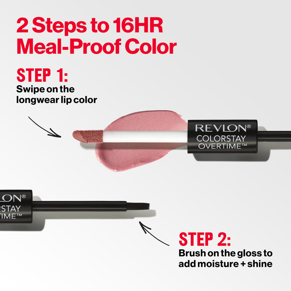 Revlon Liquid Lipstick with Clear Lip Gloss, ColorStay Overtime Lipcolor, Dual Ended with Vitamin E, 500 Limitless Black Cherry, 0.07 Fl Oz