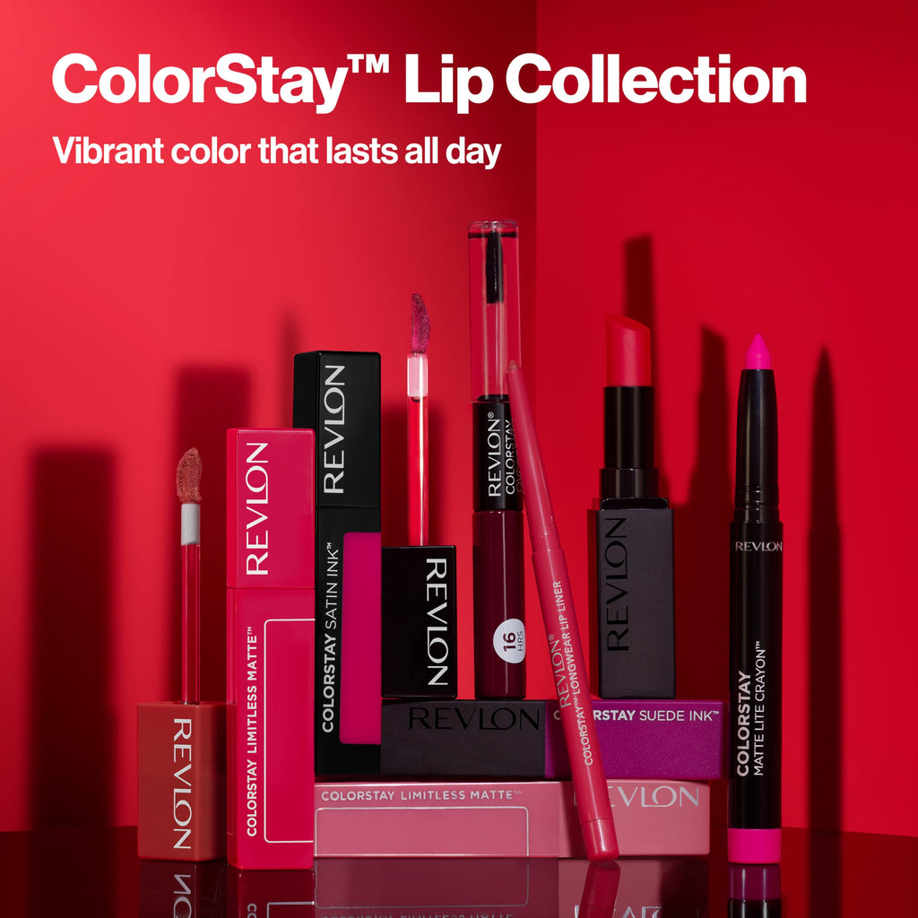 Revlon Liquid Lipstick with Clear Lip Gloss, ColorStay Overtime Lipcolor, Dual Ended with Vitamin E, 500 Limitless Black Cherry, 0.07 Fl Oz