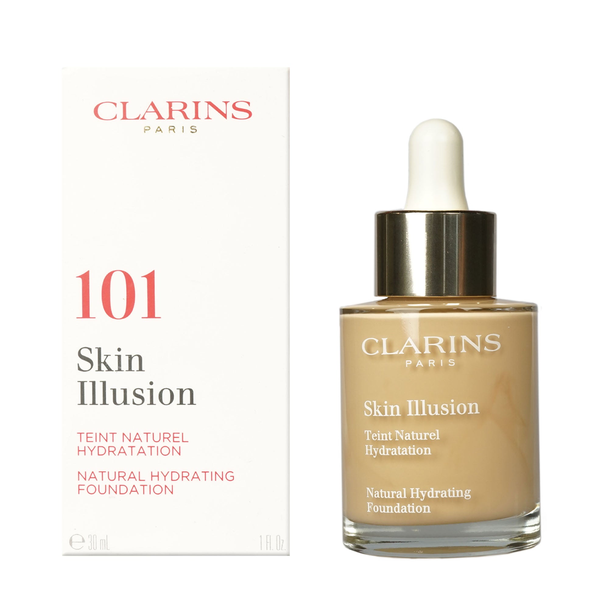 Clarins Skin Illusion Natural Hydrating Foundation 101 Linen 1 OZ
