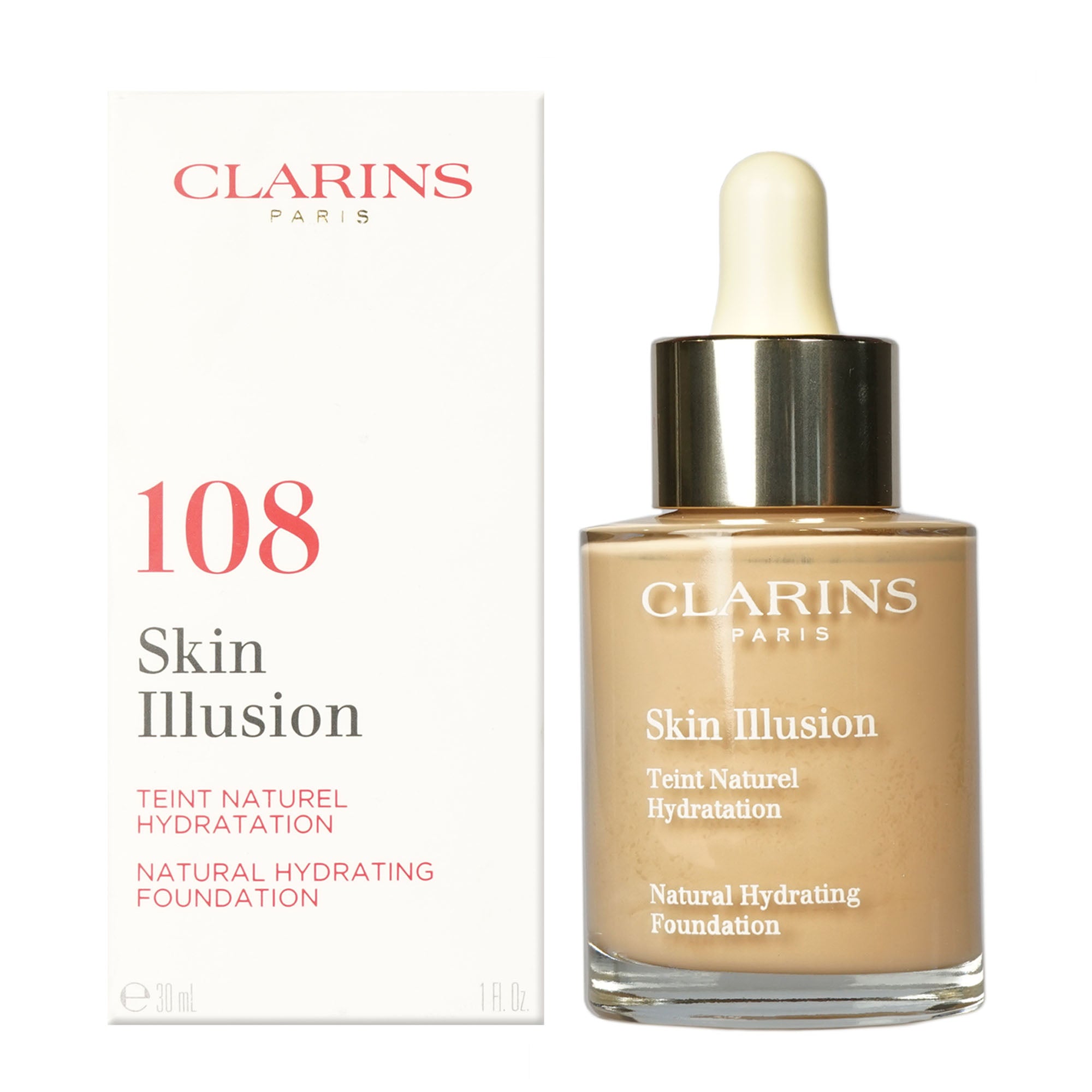 Clarins Skin Illusion Natural Hydrating Foundation 108 Sand 1 OZ