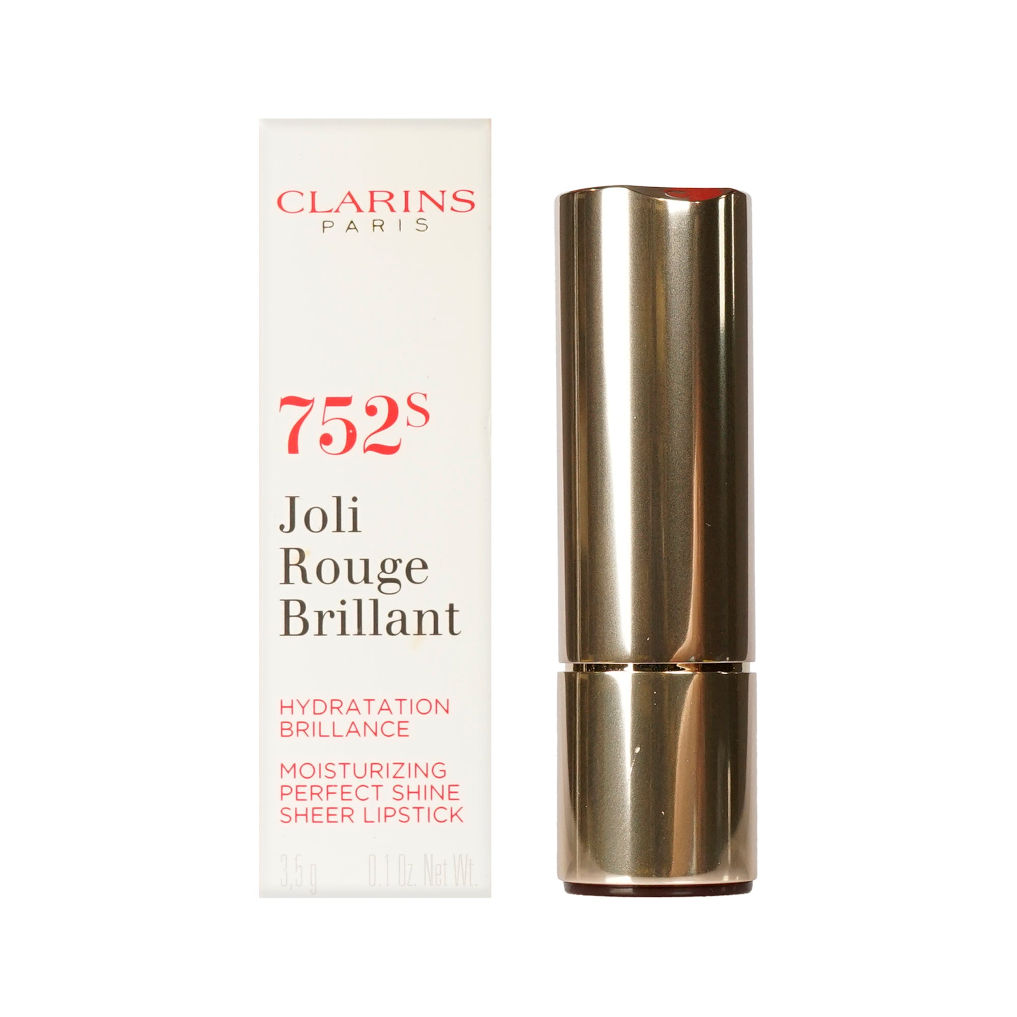 Clarins Joli Rouge Brilliant 752S Burgundy Sheer Lipstick 0.1 OZ