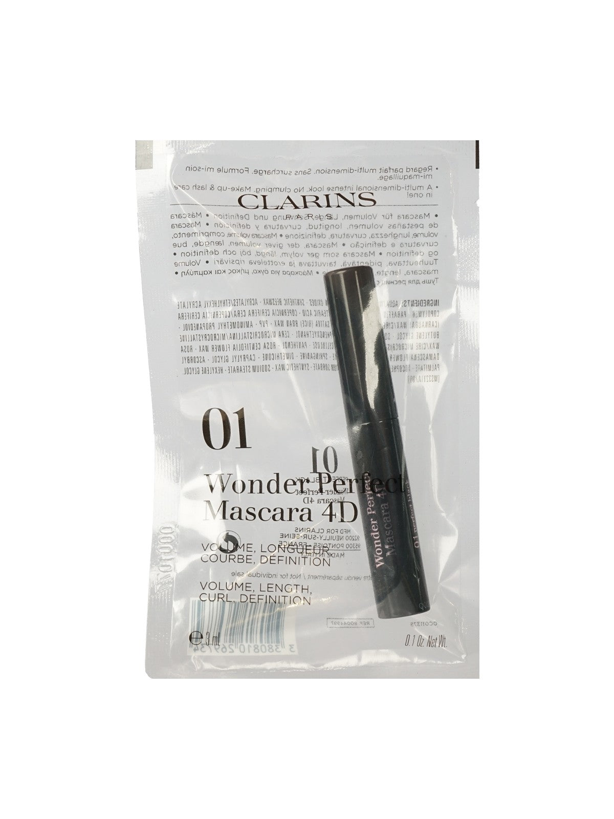 Clarins Wonder Perfect Mascara 4D Volume, Curl, & Length 01 Black 0.1 OZ