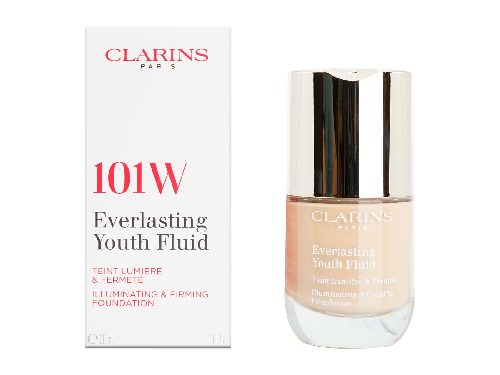 Clarins Everlasting Youth Fluid Illuminating & Firming Foundation 101W 1 OZ