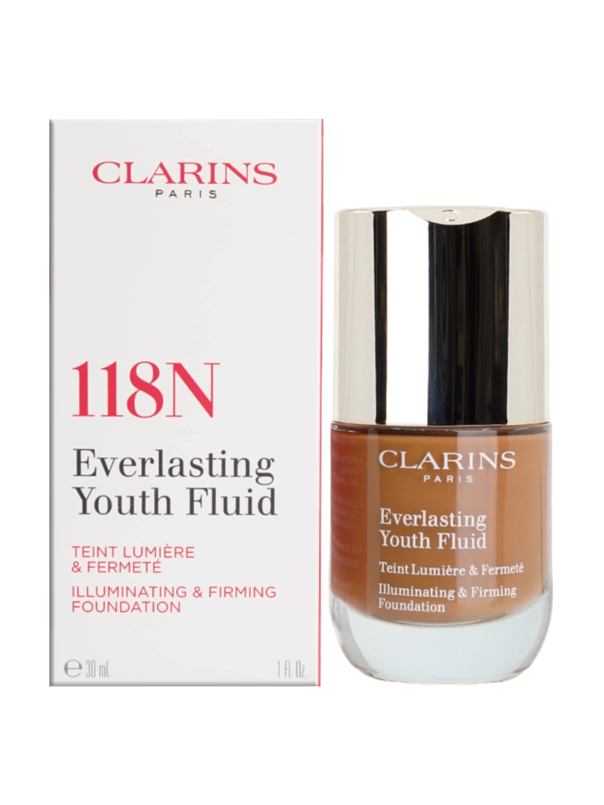 Clarins Everlasting Youth Fluid Illuminating & Firming Foundation 118N 1 OZ