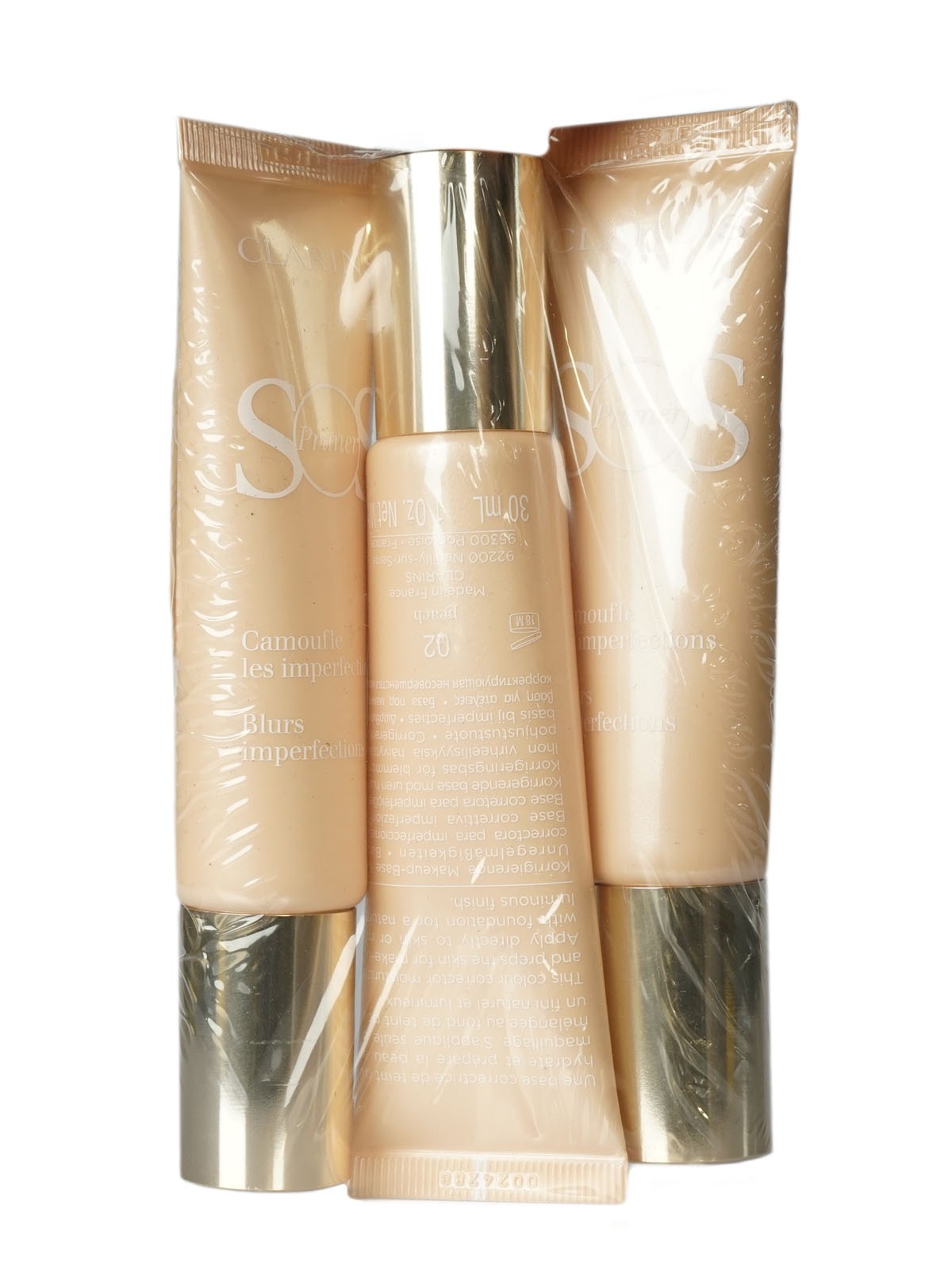 Clarins SOS Primer 02 Peach Light All Skin Types 1 OZ Set of 3